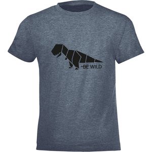 Be Friends T-Shirt - Be wild dino - Kinderen - Denim - Maat 2 jaar