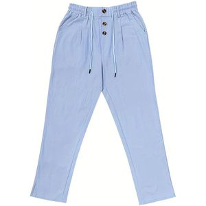 Livano Linnen Broek Heren - Zomerbroek - Volwassenen - Lange Broek - Pantalon - Strandbroek - Zomer - Ibiza Stijl - Lichtblauw - Maat S