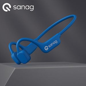 Sanag A5X Bone Conduction Bluetooth Sport Headset – Open Ear Draadloze Koptelefoon – Waterdicht & Lichtgewicht – Met Microfoon – Geschikt voor Hardlopen en Fietsen – Blauw