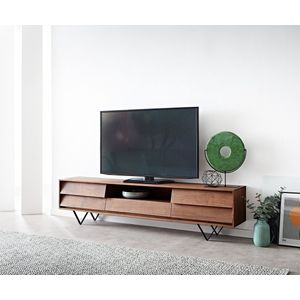 TV-Meubel Eloi Acacia Bruin 200x35 cm 2 Deuren 1 Lade V-Poot Zwart