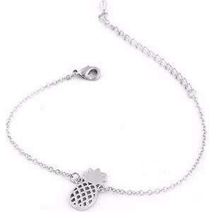 24/7 Jewelry Collection Ananas Armband - Geborsteld - Zilverkleurig