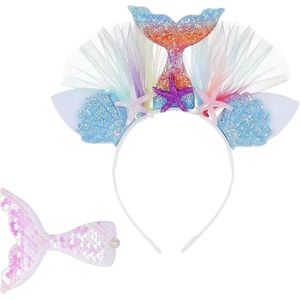 Kleurrijke visvormige hoofdband met visstaart haarspeld voor cosplay - meisjes hoofdtooi-accessoire (kleur)