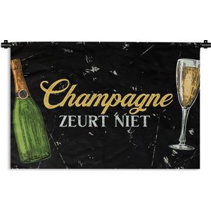 Wandkleed - Wanddoek - Champagne - Vintage - Zwart - 150x100 cm - Wandtapijt - Cadeau voor vrouw - Cadeau voor man