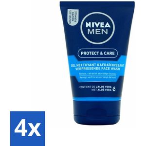 4 x NIVEA MEN - Protect & Care - Reinigingsgel Gezicht - 100 ml -