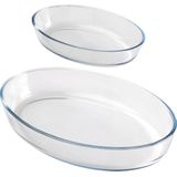 Chef traiteur ovenschaal set 2-delig - ovaal - glas - 0,7 en 4L - keuken