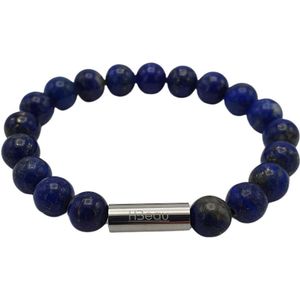 H-Beau - Armband - Edelstenen - Gepolijst – Lapis Lazuli – 16.5m - Natuurstenen - Kralen – 8mm - Blauw – Tiener - Dames – Unisex - Handgemaakt – Sterrenbeeld – Horoscoop – Maagd – Boogschutter