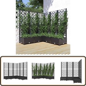 vidaXL Plantenbak met Latwerk - Zwart 120x120x121cm Plantenbak - Tuingereedschap - Buitenschilderij - Tuinaccessoires - Potgrond