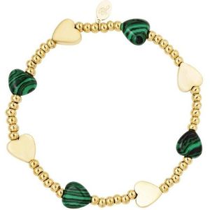 Yehwang, Kralen armband met hartjes groen & goud | Dames |Tieners |Sieraad