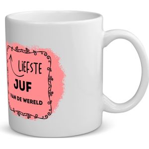 Akyol - liefste juf van de wereld koffiemok - theemok - Juf - de liefste juf - verjaardag - cadeautje voor juf - kado - geschenk - collega's - 350 ML inhoud