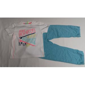 Ensemble - Unie - T shirt ecru met Surf Boards + groene ( mint ) lange broek - 2 jaar 92