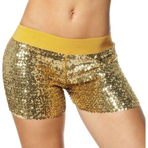 Wilbers & Wilbers - Jaren 80 & 90 Kostuum - Hotpants Pailletten Goud Vrouw - Goud - Maat 38 - Carnavalskleding - Verkleedkleding