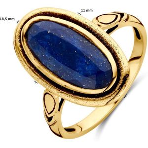 14K Geelgoud - Vintage Ring - Lapis - 18.5x11 mm