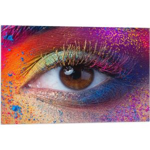 Vlag - Vrouwelijke Oog met Meerkleurige Make-up - 75x50 cm Foto op Polyester Vlag