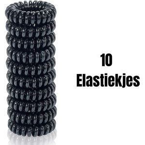 10 Haarelastiekjes - Zonder metaal - Anti beschadiging - Zwart