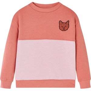 vidaXL-Kindertrui-blokontwerp-en-kattenprint-92-roze