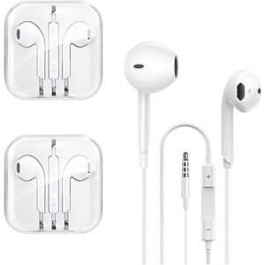 2 stuks kabelkoptelefoon - hoofdtelefoon met 3,5 mm jackstekker - oortelefoon met kabel voor telefoon - geschikt voor Samsung, Huawei, Android, smartphone, laptop, MP3-speler