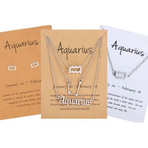 Bixorp Stars 5 Waterman / Aquarius sieraden Zilverkleurig - Set van Sterrenbeeld Ketting + Oorbel + Armband