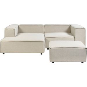 APRICA - Tweezitsbank met ottomaan - Beige - Rechterzijde - Linnen