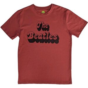 The Beatles - Text Logo Shadow Heren T-shirt - XL - Rood