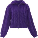 MYMO - Gebreid Vest - Lila - Lange Mouw - Ritssluiting