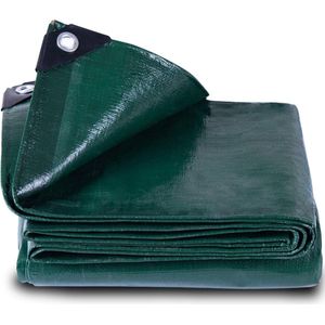 Dekzeilstof zeildoek waterdicht【4x5m 150g/m²】, waterdicht beschermzeil met ogen, PE dekzeil afdekfolie voor zwembad, hout, tuinmeubelen, auto, boot, UV-gestabiliseerd, scheurbestendig, groen