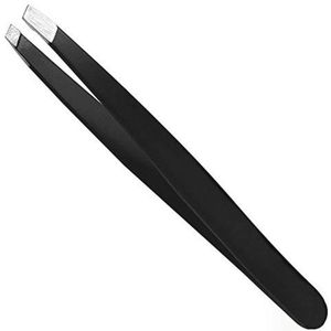 Professionele Wenkbrauwpincet met Schuine Punt voor Precisie Ontharing - Geschikt voor Mannen en Vrouwen - Zwart