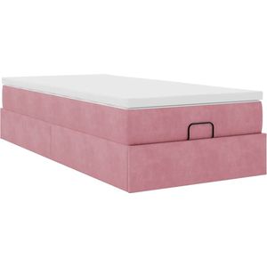 vidaXL - Bedframe - met - matras - 90x190cm - fluweel - roze