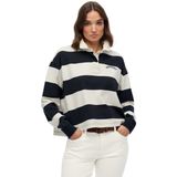Superdry - Ath Essential Stripe - Lange Mouw Poloshirt - Wit, Blauw