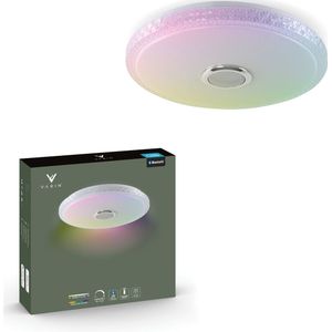 Varin® LED Plafondlamp BTM Diamond met Bluetooth speaker - Ø 40cm - Wekker en Nachtlamp - Plafonniere - Verlichting kinderkamer, slaapkamer, woonkamer - Plafond lamp kinderen en volwassenen - RGB Lampen - Smart lamp met afstandsbediening