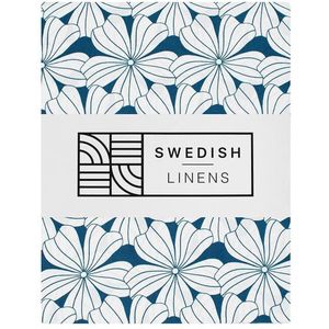 Swedish Linens - Bed Hoeslaken - Flowers - 70x160cm - 100% Biokatoen Perkaal
