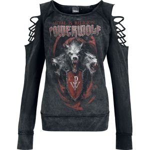 Powerwolf Triple Wolves Dames Sweatshirts - donkergrijs - S