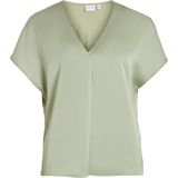 Vila T-shirt Viellette V-neck S/s Satin Top - No 14089239 Swamp Dames Maat - 34