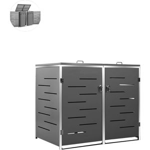 Kliko ombouw - UV-bestendig - Container - Berging - 2 Afvalbakken - Roestvrij staal- Weerbestendig - Antraciet