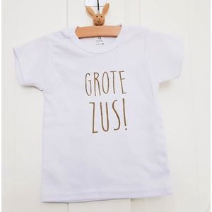 Shirt Aankondiging zwangerschap grote zus | korte mouw | wit | maat 92 zwangerschap aankondiging bekendmaking Baby big sis sister
