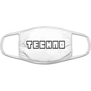 Techno mondkapje | Techno  | tekno | rfestivals | muziek | grappig | gezichtsmasker | bescherming | bedrukt | logo | Zwart mondmasker van katoen, uitwasbaar & herbruikbaar. Geschikt voor OV