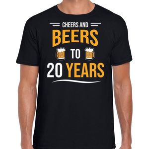 Cheers and beers 20 jaar verjaardag cadeau t-shirt zwart voor heren - 20 jaar bier liefhebber verjaardag shirt / outfit XXL