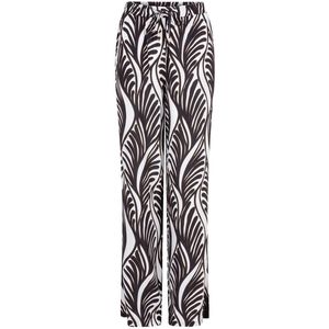 EsQualo - Damesbroek - Zwart-Wit - 100% Viscose - Elastische Tailleband