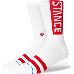 Stance OG Crew Casual Sneaker Sokken Wit/Rood - Maat 38-42