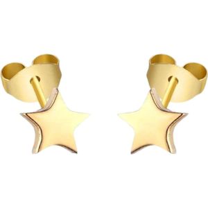 Aramat jewels ® - Mini zweerknopjes oorbellen ster goudkleurig chirurgisch staal 3mm