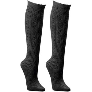 Dames kniekousen | met haakpatroon | zwart of wit | maten 35-38 en 39-42 | per 3 paar