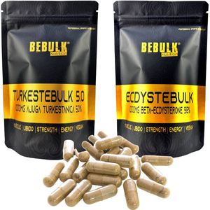 BeBulk Nutrition - Testo Booster - Turkesterone 50% + Ecdysterone 98% - 2x180 Capsules voor 6 maanden - Vegan - Kracht- Spiermassa - Herstel - Testosterone - Zonder onnodige toevoegingen - Past Door Brievenbus - Geproduceerd in Nederland
