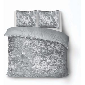 iSleep Dekbedovertrek Crushed Velvet - Tweepersoons - 200x200/220 cm - Antraciet