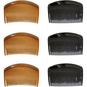 Zijkammen set van 6 stuks met Franse zijkamklemmen en 23 tanden - Kunststof kam voor fijn haar - Accessoires voor vrouwen en meisjes