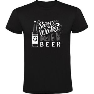 Save water drink beer Heren  t-shirt | water | bier | festival | drank | alcohol | Zwart