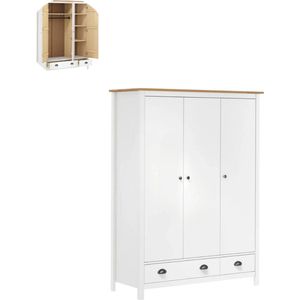 Kledingkast - Slaapkamer - Kledingkasten - Ladekasten - Commode - Organizer - 127x50x170 cm - Massief - Grenenhout - Wit