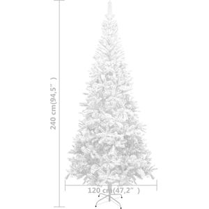 vidaXL - Kunstkerstboom - met - verlichting - en - kerstballen - L - 240 - cm - wit
