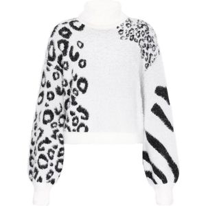 myMo - ROCKS - Trui - Zwart - Dierenprint - Losse Pasvorm