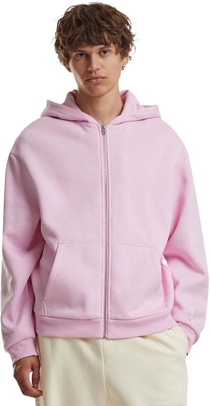 Build Your Brand Fluffy Sweatshirt Met Rits Roze M Man