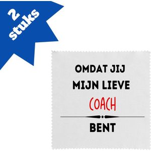 Akyol - omdat jij mijn lieve coach bent brillendoekjes - Coach - de liefste coach - sport - verjaardag - cadeautje voor coach - kado - geschenk - 17,8 bij 17,8 cm - 2 stuks