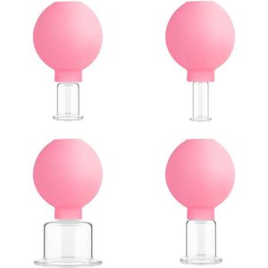 CSGoods - Siliconen gezichtsmassagebekers set voor huidlift, cellulitisreductie - 4 stuks in roze